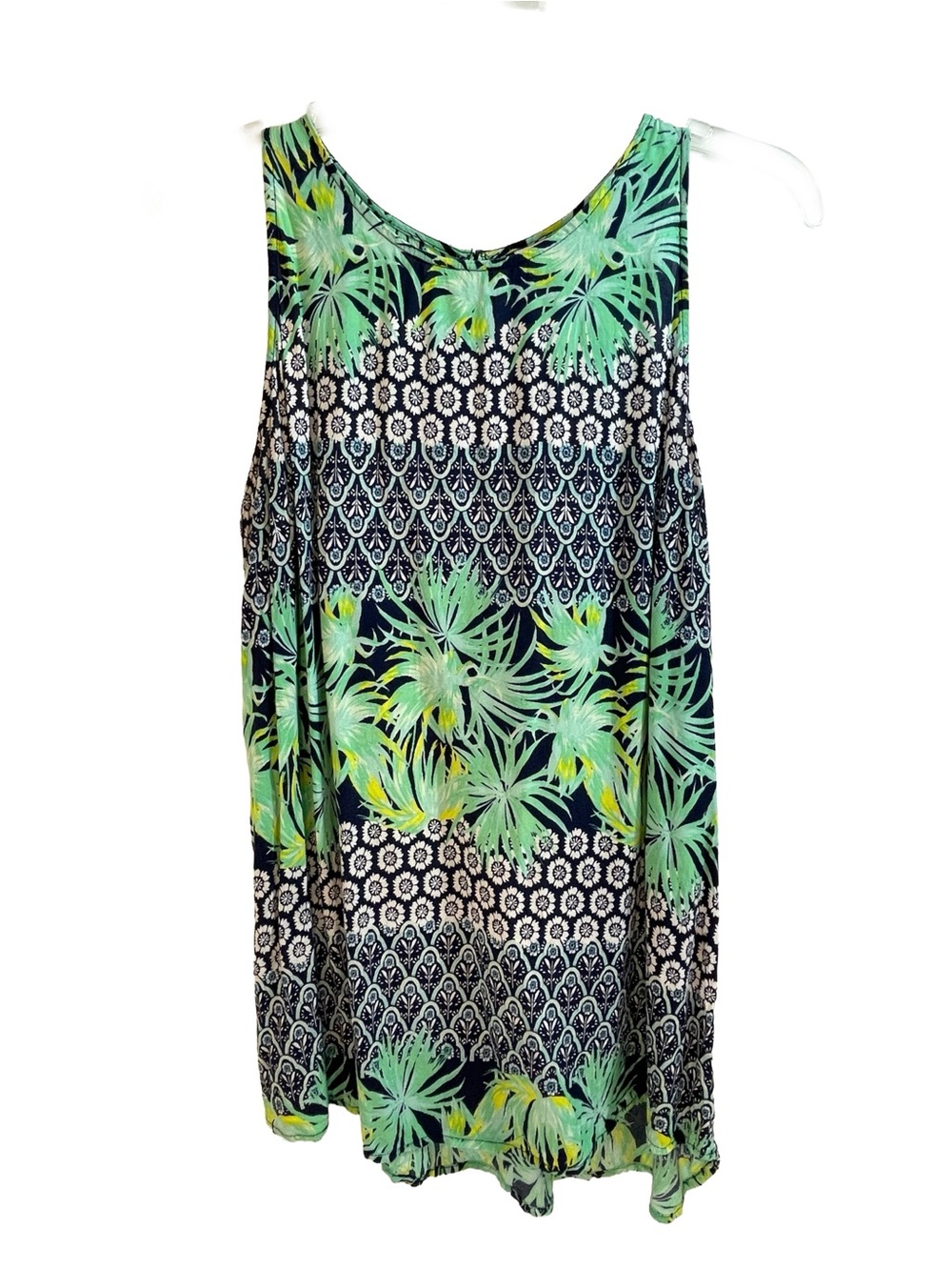 Old Navy Women’s Sleeveless Tropical Print Tank Top - Green &  Navy